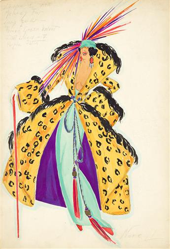 NORMAN NORELL (1900-1972) Two fashion studies for African-American model or actress.